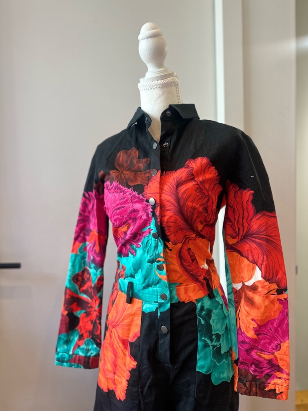 The Kit Black Floral-Print Women's Jumpsuit - Picture 2 of 5